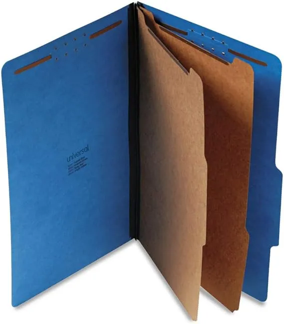 Universal 10311 PB Top Tab Folders, 6-Section, Legal Size, Cobalt Blue, 10/Box