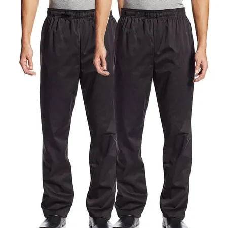 2-PACK Chef Code Baggy Chef Pants with Wide 2 Elastic Waist Black 5XL