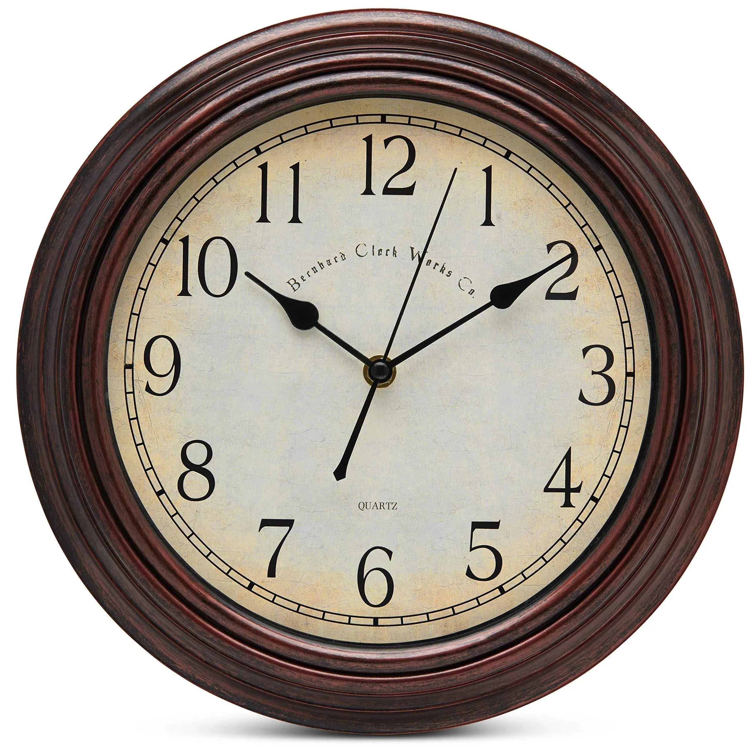 Bernhard Products Vintage Wall Clock Silent Non Ticking - 12 inch Quality Quartz ...