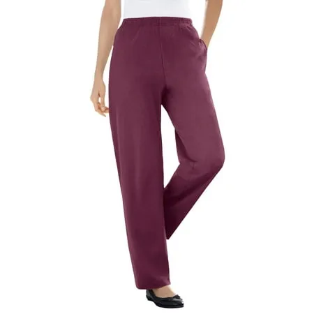 Woman Within Women s Plus Size Petite 7-Day Knit Ribbed Straight Leg Pant Pant