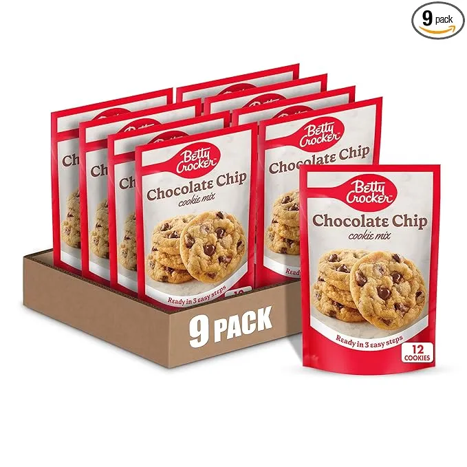 Betty Crocker Chocolate Chip Cookie Mix, Makes (12) 2-inch Cookies, 7.5 oz. (Pack of 9)