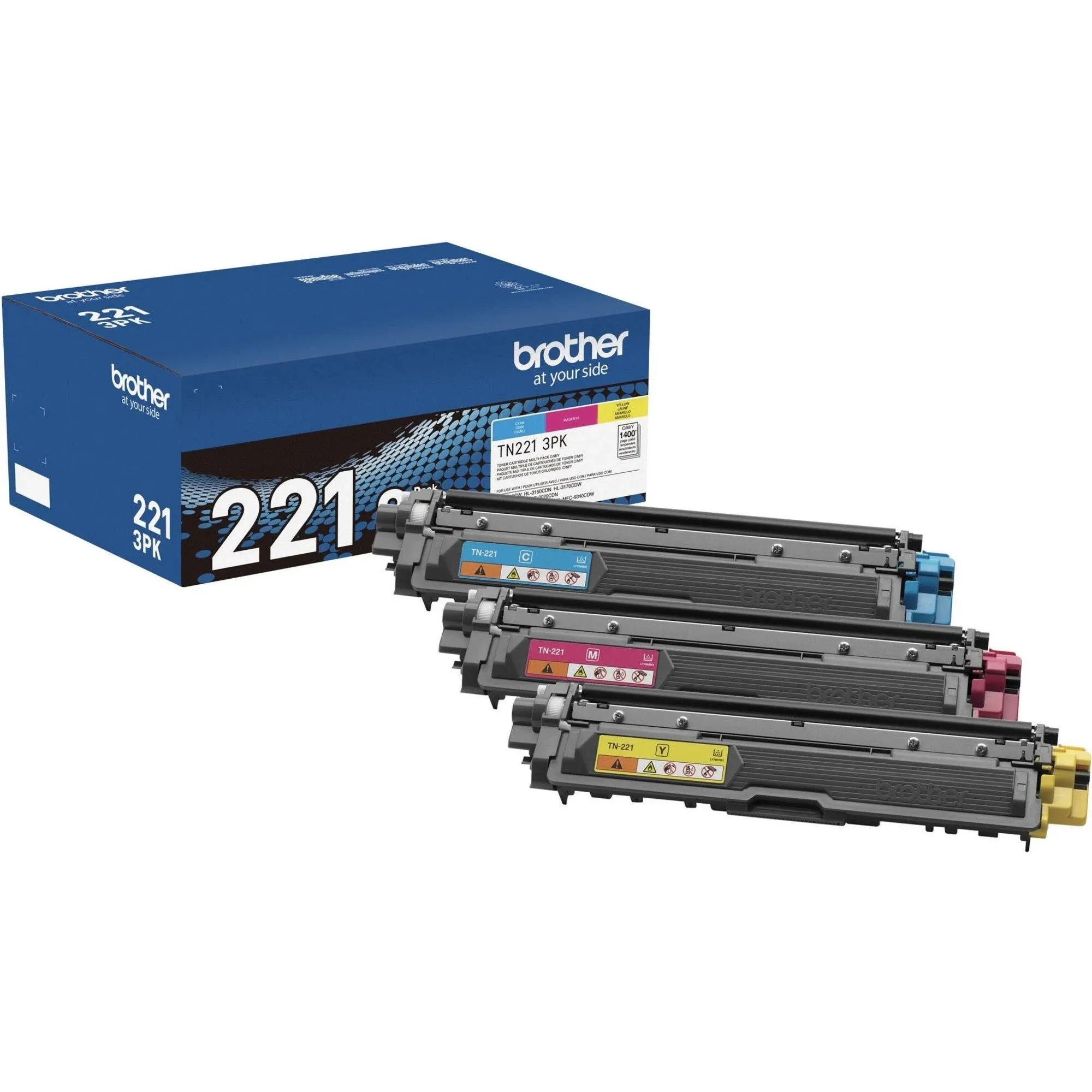 Brother TN221 Standard Yield Color Toner Cartridge 3-Pack