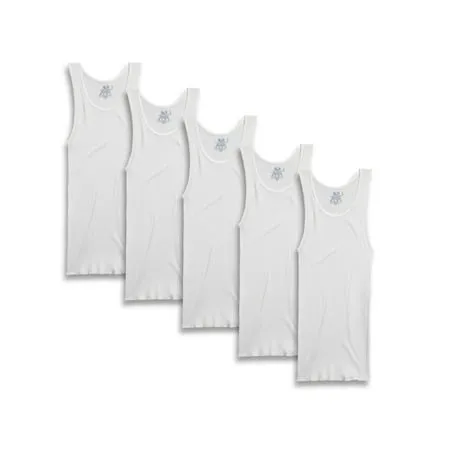 Fruit of the Loom Men's White Tank A-Shirts, 6 Pack, Sizes S-3XL