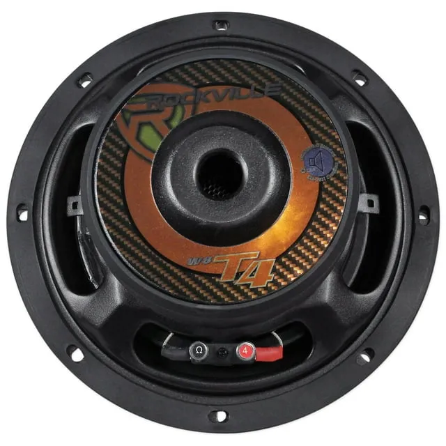 W8T4-S4 8&#034; Shallow Mount 1000W Peak Car Subwoofer 4-Ohm Sub 250W RMS CEA Rated