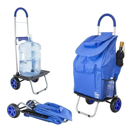 dbest products Großer Einkaufswagen, zusammenklappbar, Blau