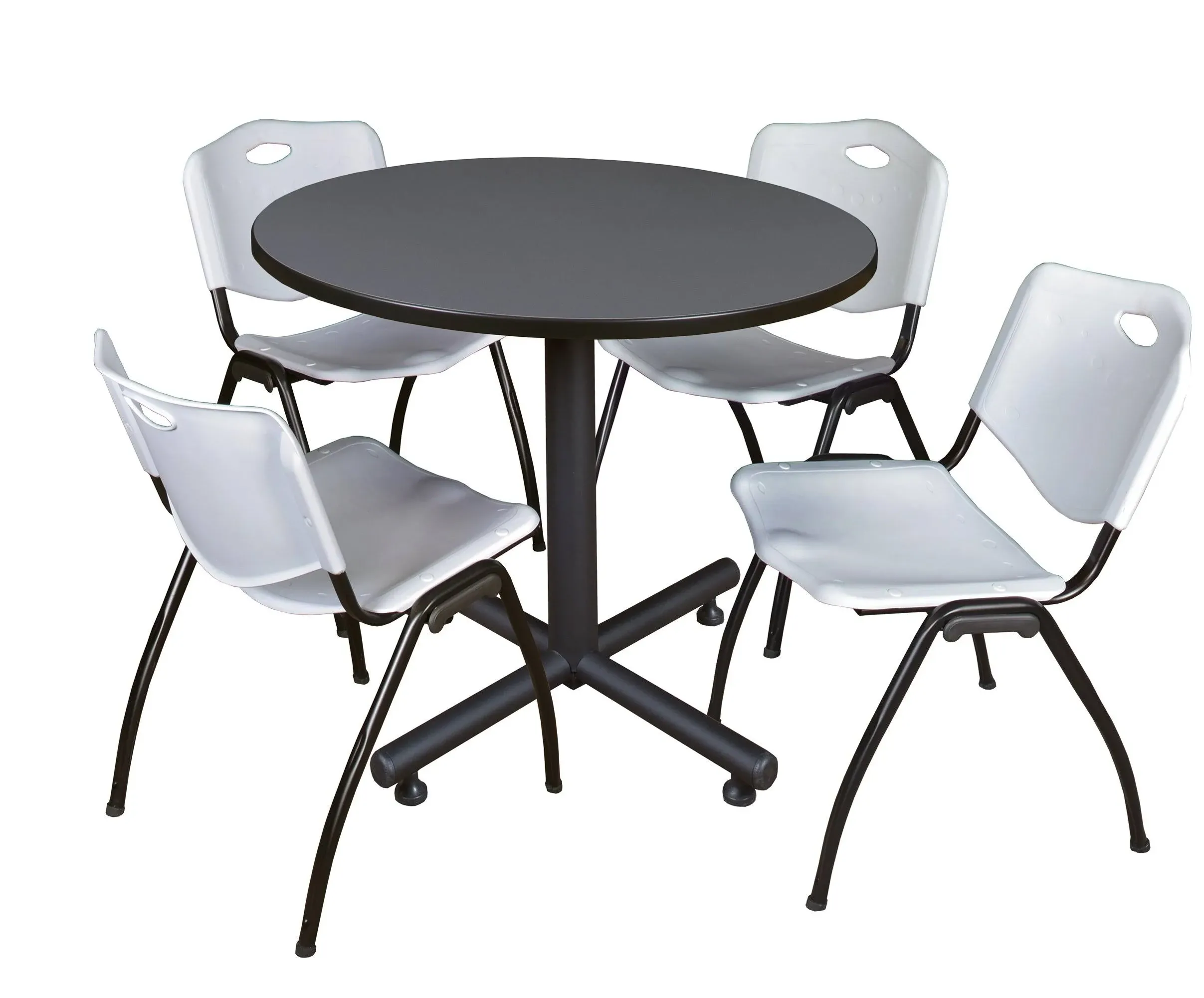 Round Tables > Breakroom Tables > Kobe Round Table & Chair Sets, 36 W, 36 L, 29 H, Grey