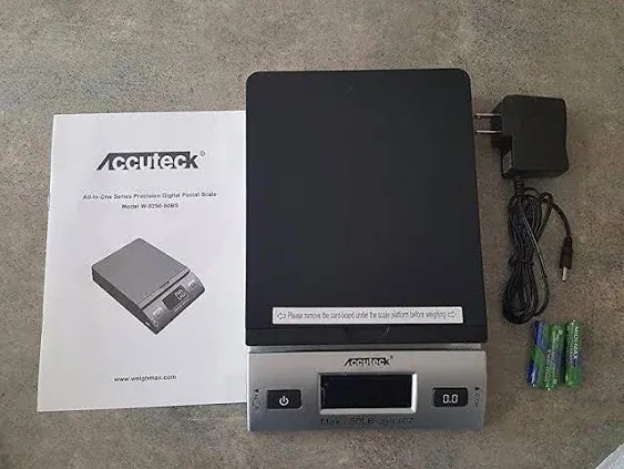 ACCUTECK All-in-1 Series W-8250-50bs A-Pt 50 Digital Shipping Postal Scale with Ac Adapter, Silver