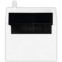 LUXPaper A7 Foil Lined Invitation Envelopes | Peel & Press | 5 1/4" x 7 1/4" | White w/Black LUX Lining | 60lb. Text | 50 Qty