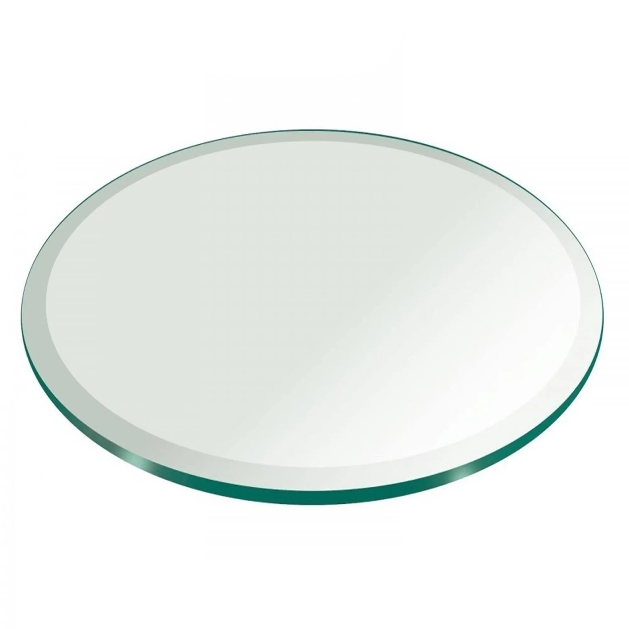 Fab Glass and Mirror Round Thick Beveled Polish Tempered Glass Table Top