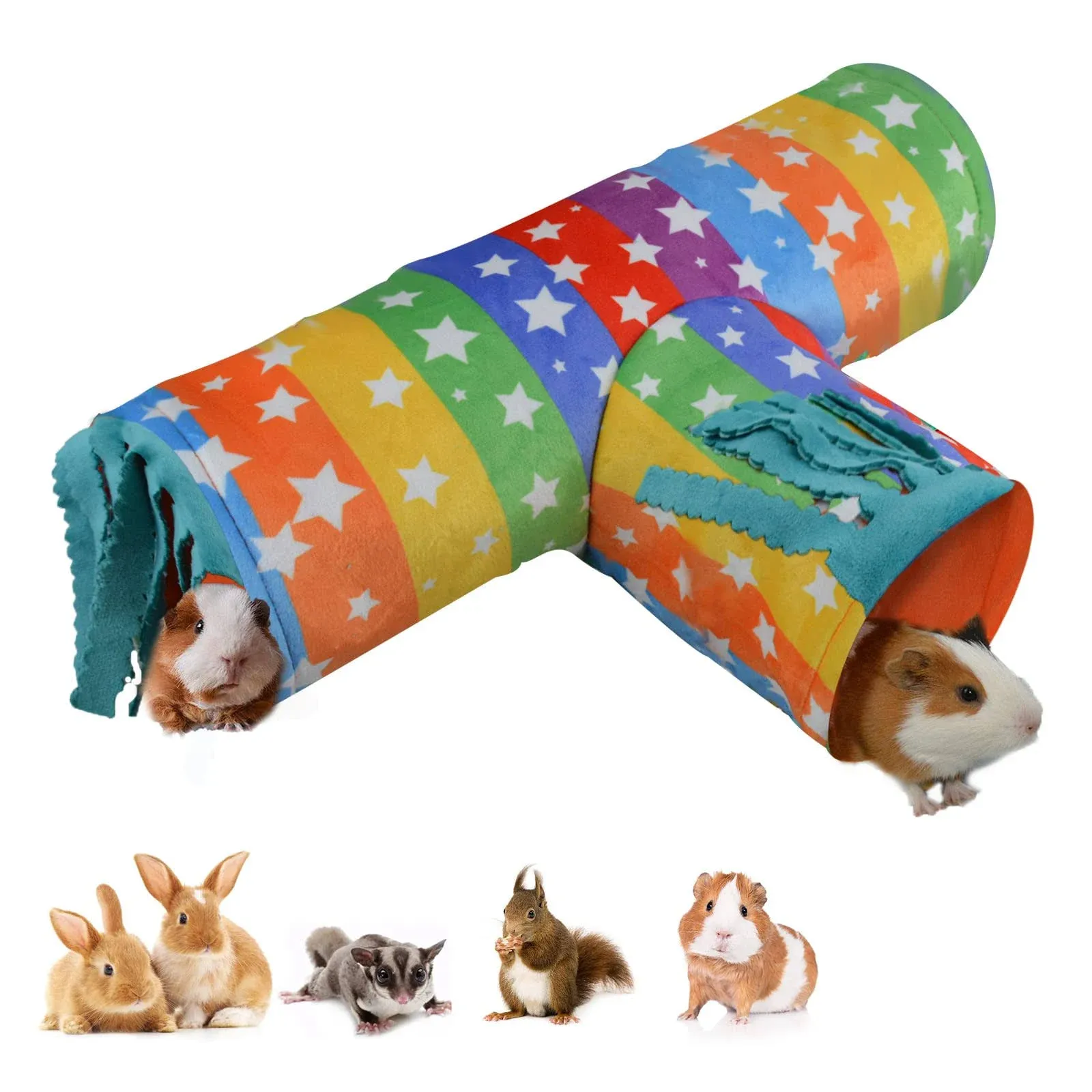 Guinea Pig Tunnel-HOMEYA Guinea Pig Hideout,Collapsible 3 Way Hamster Play Tubes ...