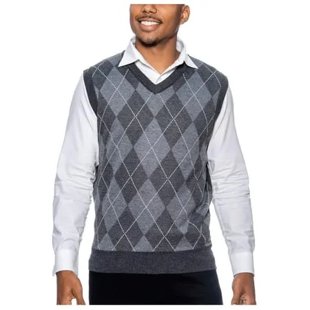 True Rock Men's Argyle V-Neck Sweater Vest