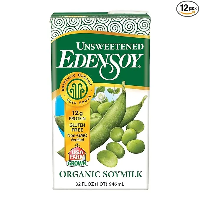 Eden Foods Organic Unsweetened Soymilk - Case of 12 - 32 FL oz.