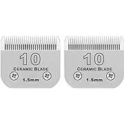 2 Pack 10 Blade Dog Grooming Clipper Replacement Blades Compatible with Wahl/osterr/Andis Dog Clippers,Detachable Ceramic Blade & Stainless Steel Blade,Size-10, 1/16-Inch Cut Length