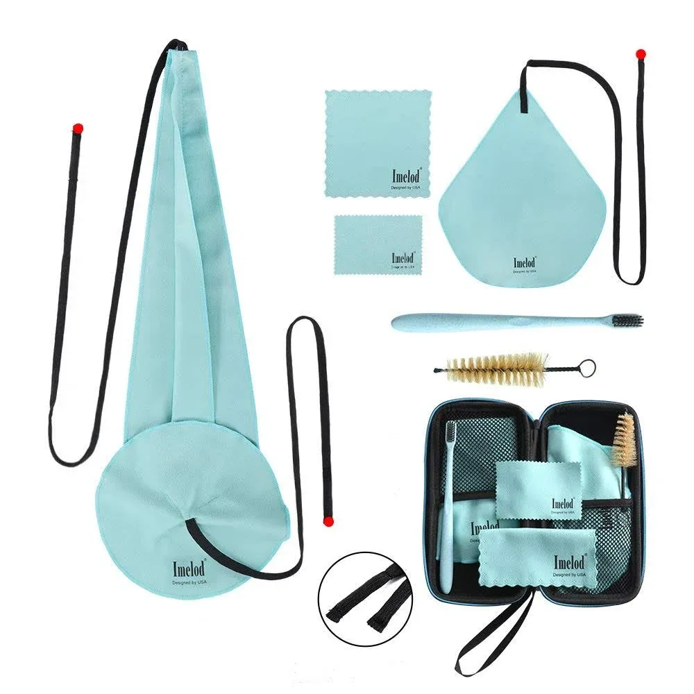 Saxophone Cleaning kit with Case for Alto Tenor Clarinet Flute and other Wind & Woodwind Struments Including Sax Cleaning Cloth(4pcs),Mouthpiece Brush(Light Blue)