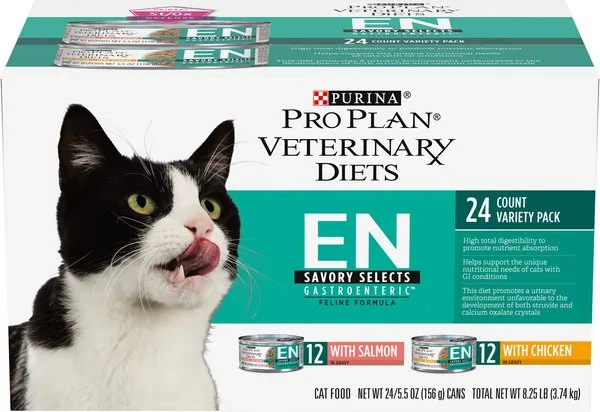 Purina Pro Plan Veterinary Diets EN Gastroenteric Savory Selects in Gravy Variety Pack Wet Cat Food