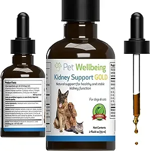 Pet Wellbeing Kidney Support Gold 2oz for Dogs & Cats