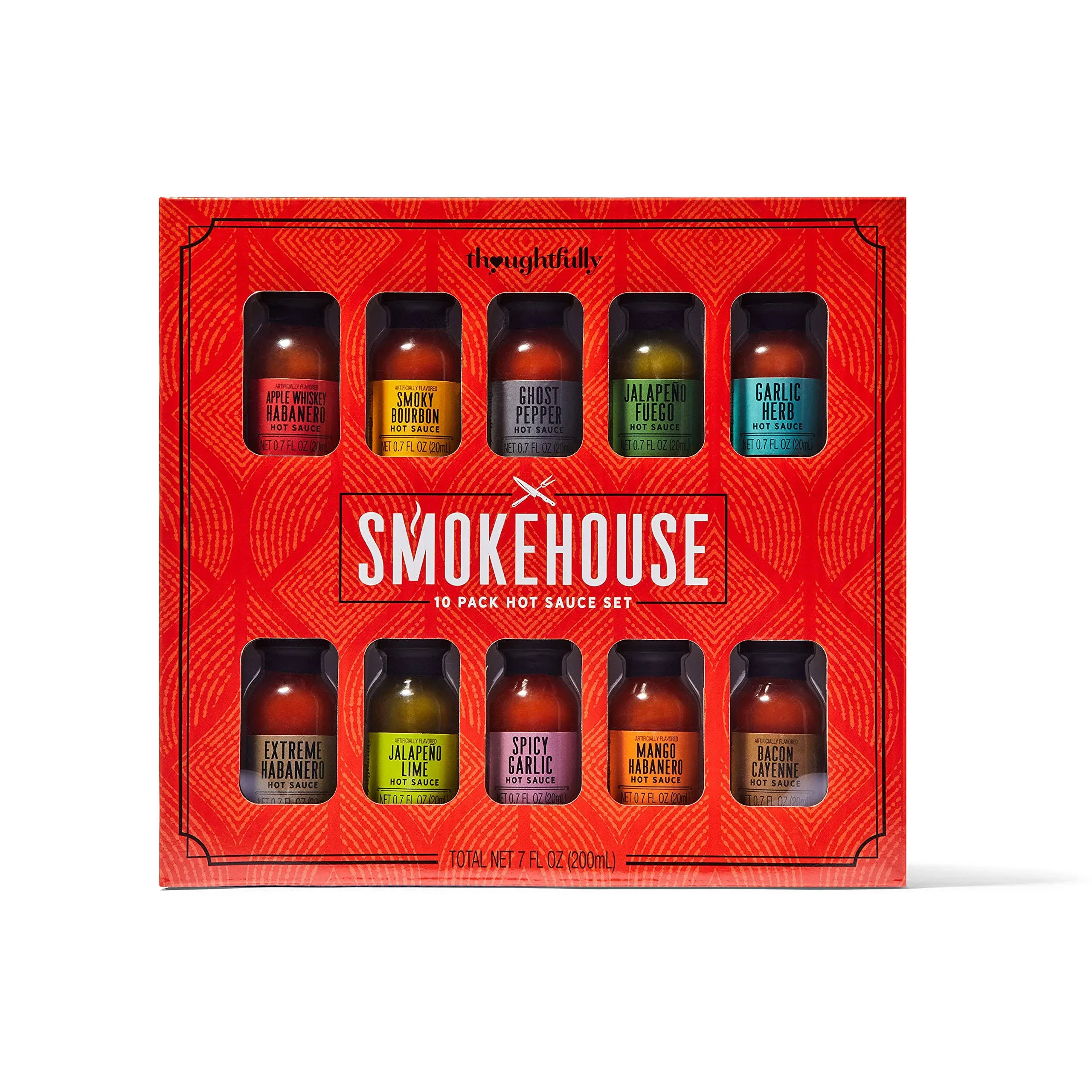 Smokehouse by Thoughtfully, Hot Sauce Gift Set, Variety of Natural Flavors, Set of 10 - One Size