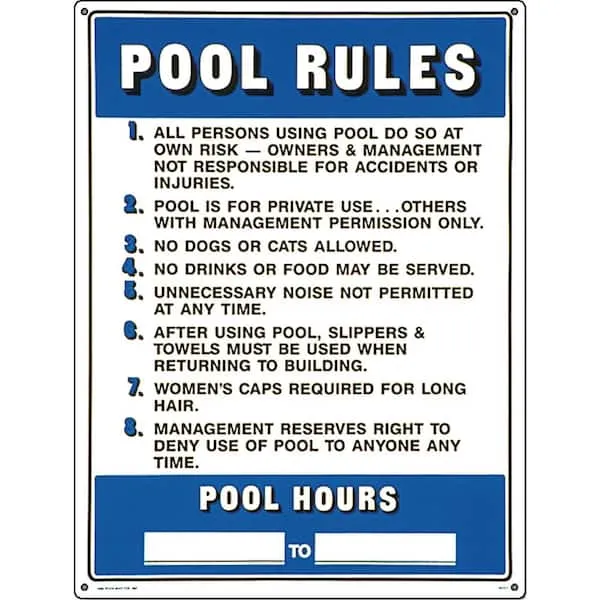 Poolmaster 40322 Commercial Pool Rules Sign for Residential or Commercial Pools