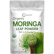 Moringa Powder (397g/14oz) Moringa Oleifera Leaf Powder - Gluten Free, Non-GMO | Perfect for Smoothies, Drinks, Tea & Recipes | Packed in Resealable Zip Lock Pouch