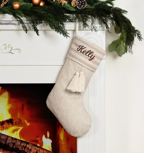 Minimalist Stockings Personalized Christmas Stockings Family Rustic Stocking Holiday Farmhouse Embroidered Name Stocking for Christmas Gifts