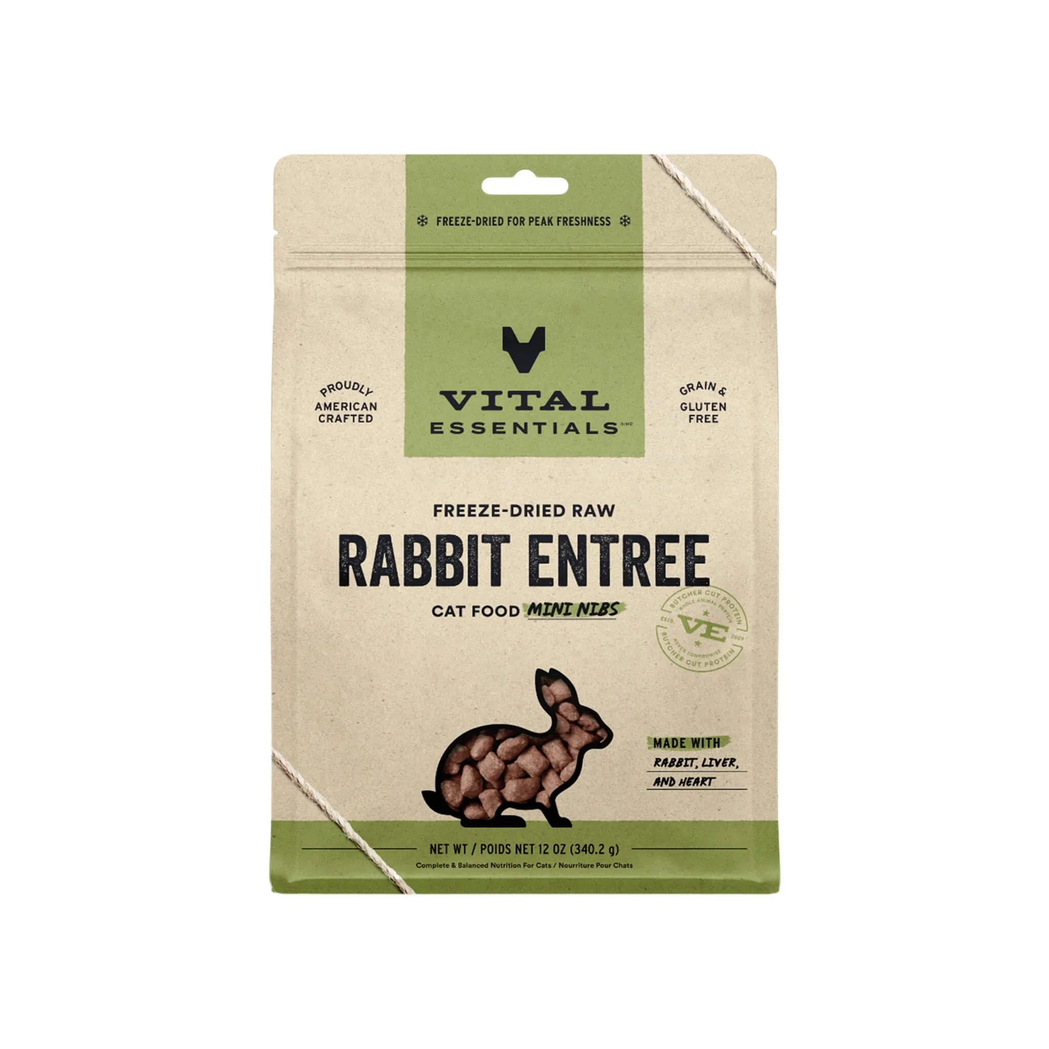 Vital Essentials Freeze-Dried Rabbit Entree Cat Food Mini Nibs 8 oz