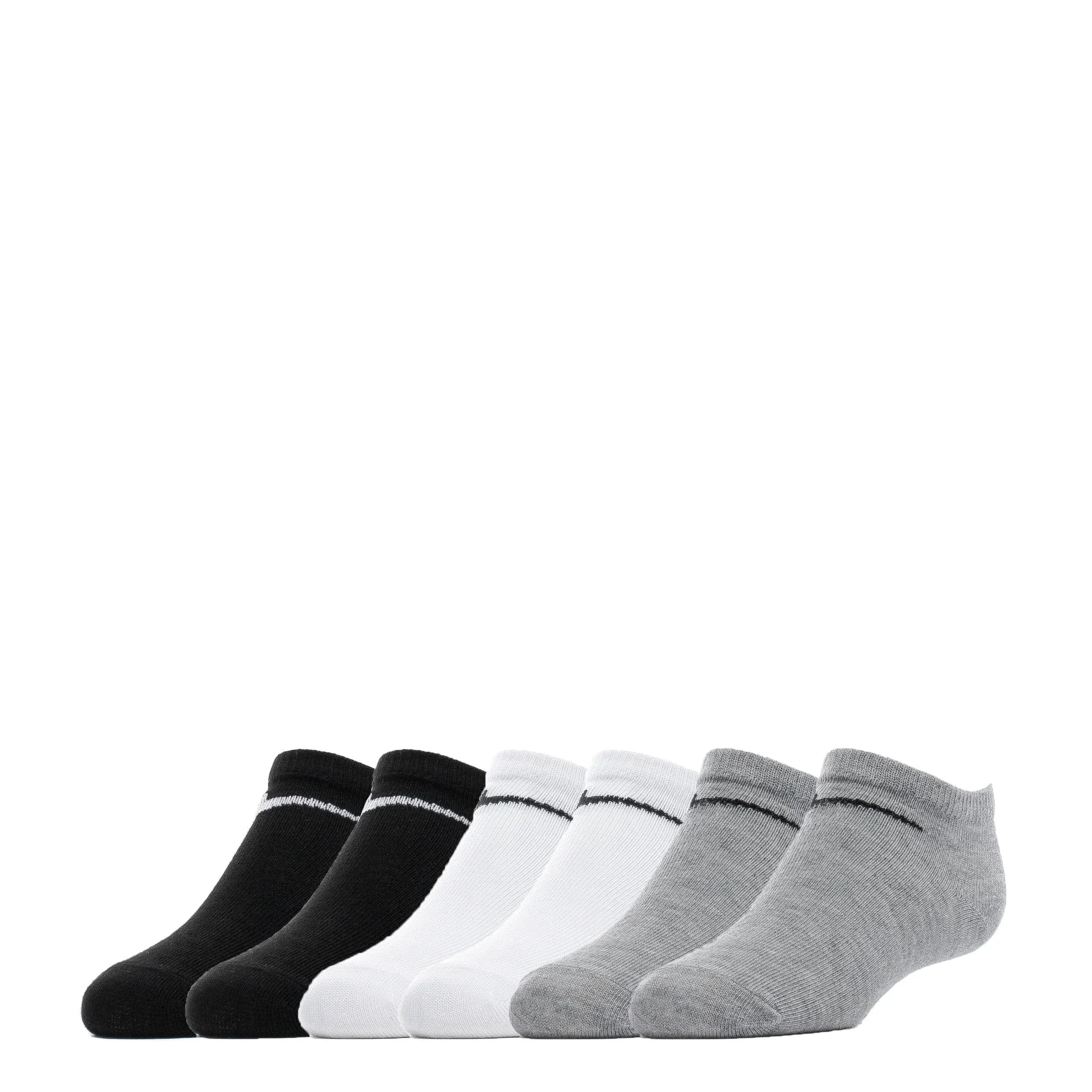 Nike Kids Cushion No Show Socks 6 Pack, Kids Unisex, Size: 5-7, Black