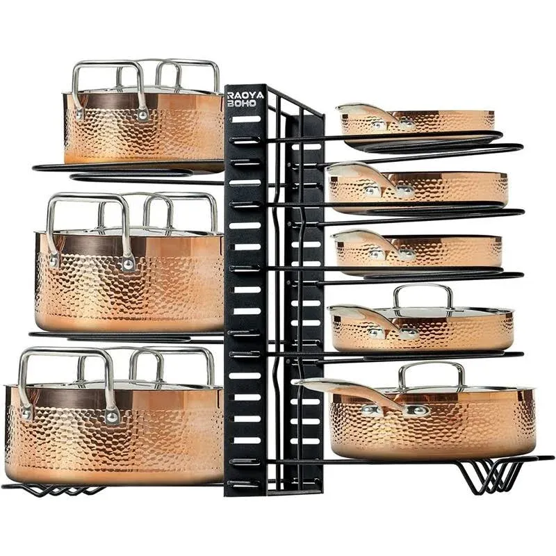 Pot &amp; Pan Organizer 3 DIY Method Adjustable 8+ Rack System for Pantry Cabinet