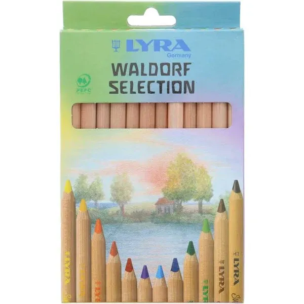 LYRA Waldorf Selection Giant Triangular Colored Pencil, Unlacquered, 6.25 Millimeter Cores, Assorted Colors, 12-Pack (3711121)