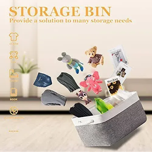 TheWarmHome Small Storage Bins Basket - Small Storage Baskets for Organizing Shelves, Fabric Storage Cubes Organizer for Changing Table Clothes Shoes Sock Towel Dog Toy,Decorative Basket Gift