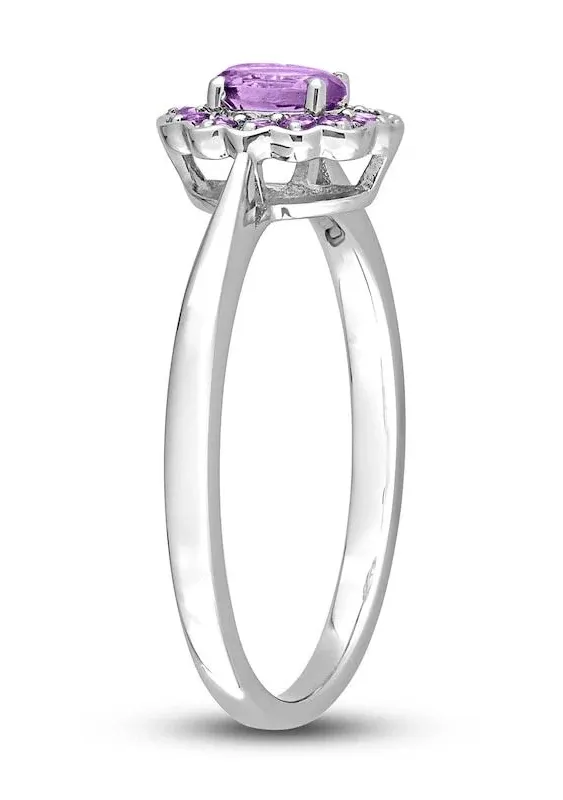 Amethyst Promise Ring Sterling Silver