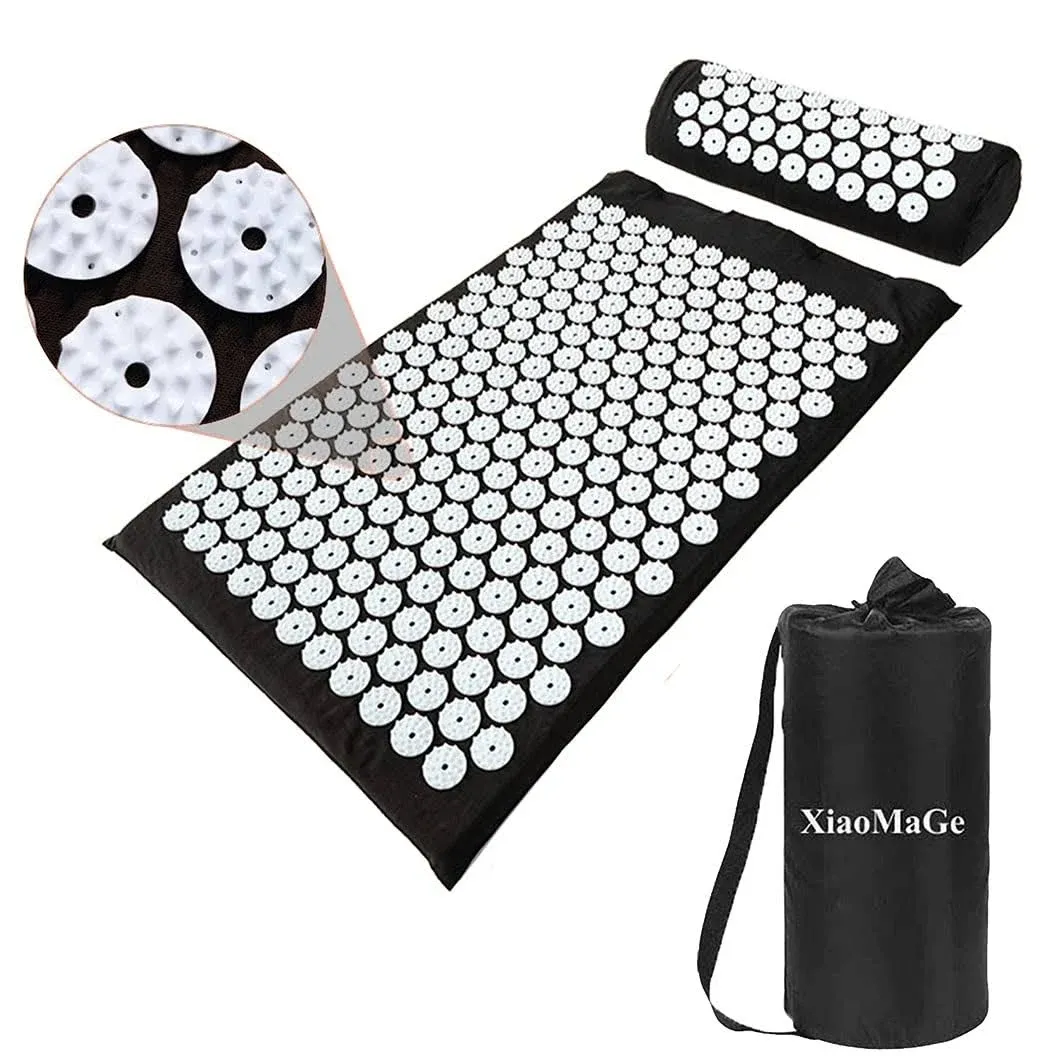 XiaoMaGe Acupressure Mat and Pillow Set with Bag - Large Size 28.7 x 16.5 inch Acupuncture Mat for Neck & Back Pain, Muscle Relaxation Stress Relief, Sciatica