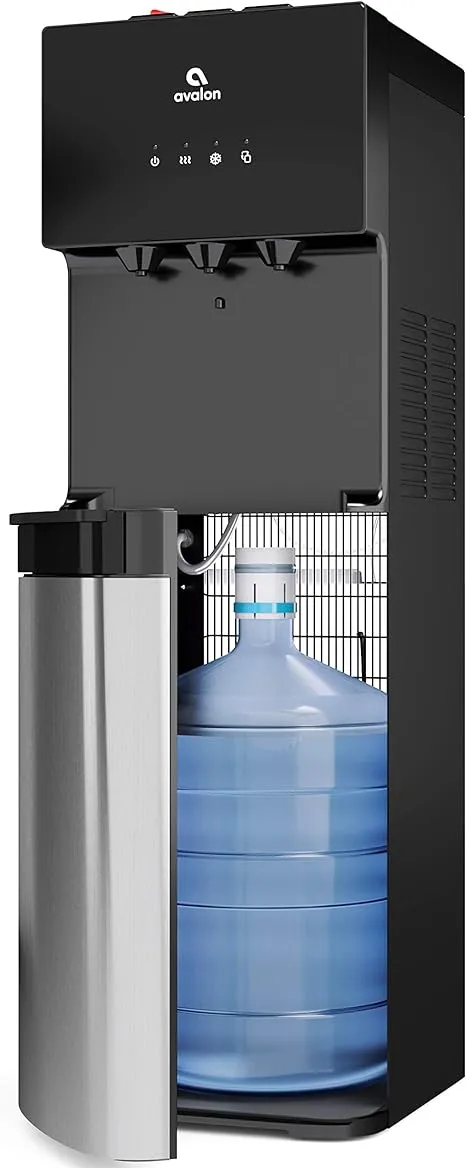 Avalon A3BLK Self Cleaning Bottom Loading Water Cooler Dispenser, 3 Temperature-UL/Energy Star Approved-Black Stainless Steel, 5 Gallons