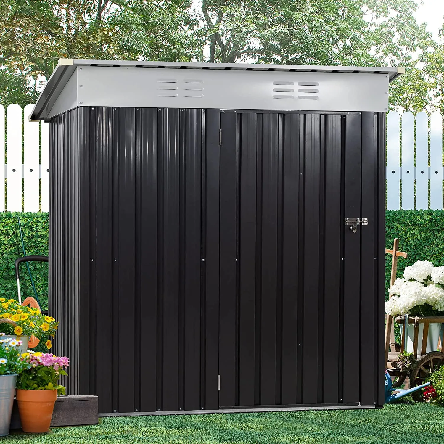 Kullavik Outdoor Storage Shed Waterproof Metal Tool Shed with Door Garden,Backyard