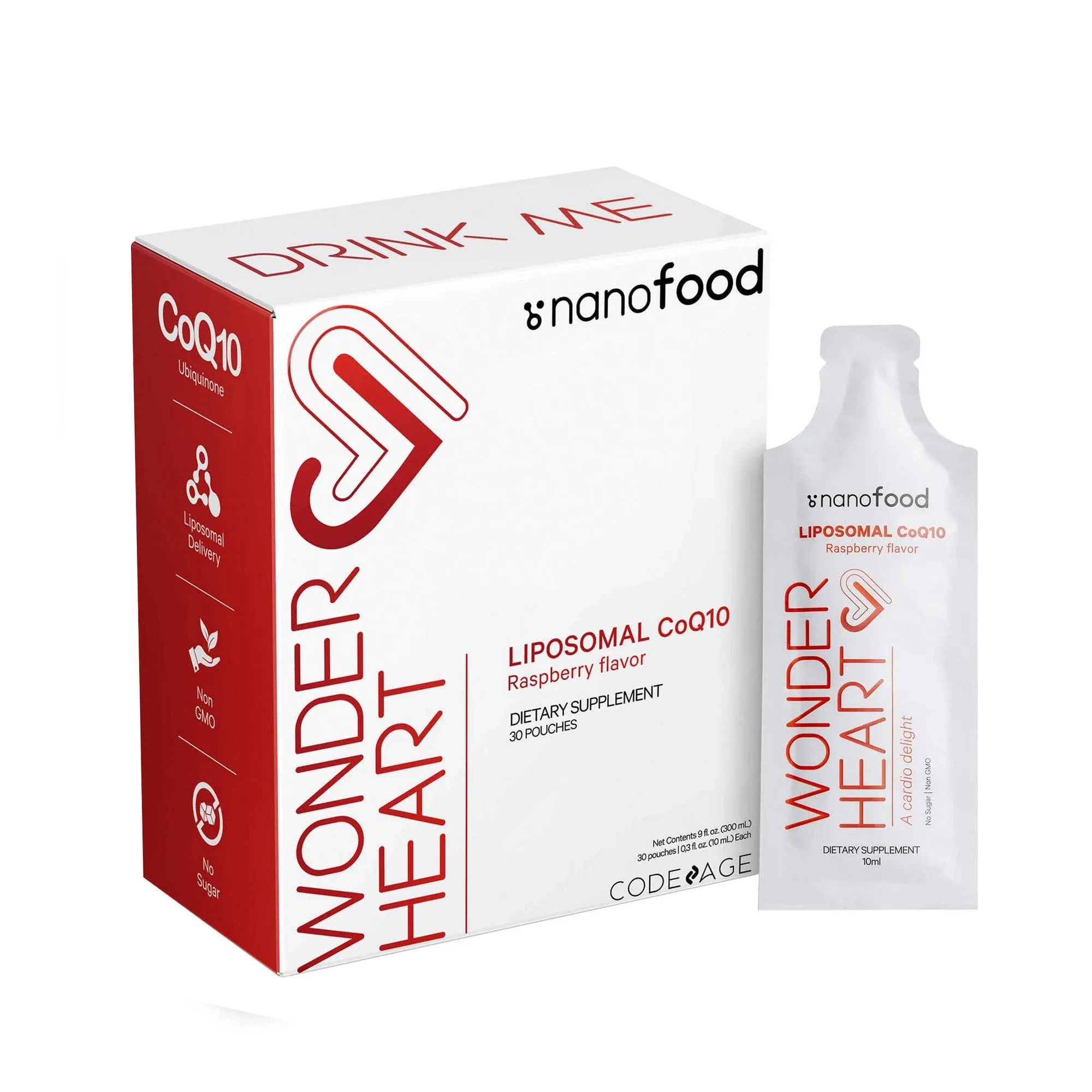 Codeage Nanofood Wonder Heart Liquid CoQ10, Liposomal Ubiquinone Supplement - 30ct