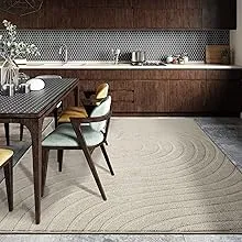 LUXE WEAVERS Modern Geometric Wave Cream 6x9 Area Rug