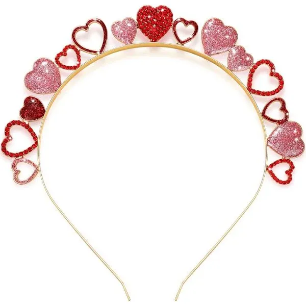 CEALXHENY Valentine’s Day Heart Headbands for Women Glitter Rhinestone Heart ...