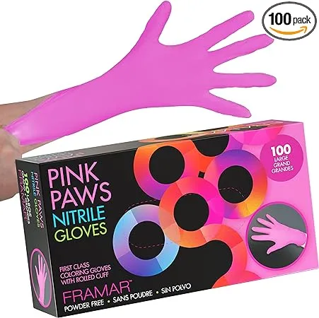 FRAMAR Pink Gloves Disposable Latex Free Large – Nitrile Gloves Large, Cooking Gloves, Latex Gloves, Mechanics Gloves, Disposable Gloves Large Non Latex Gloves Tattoo Gloves, Powder Free Gloves