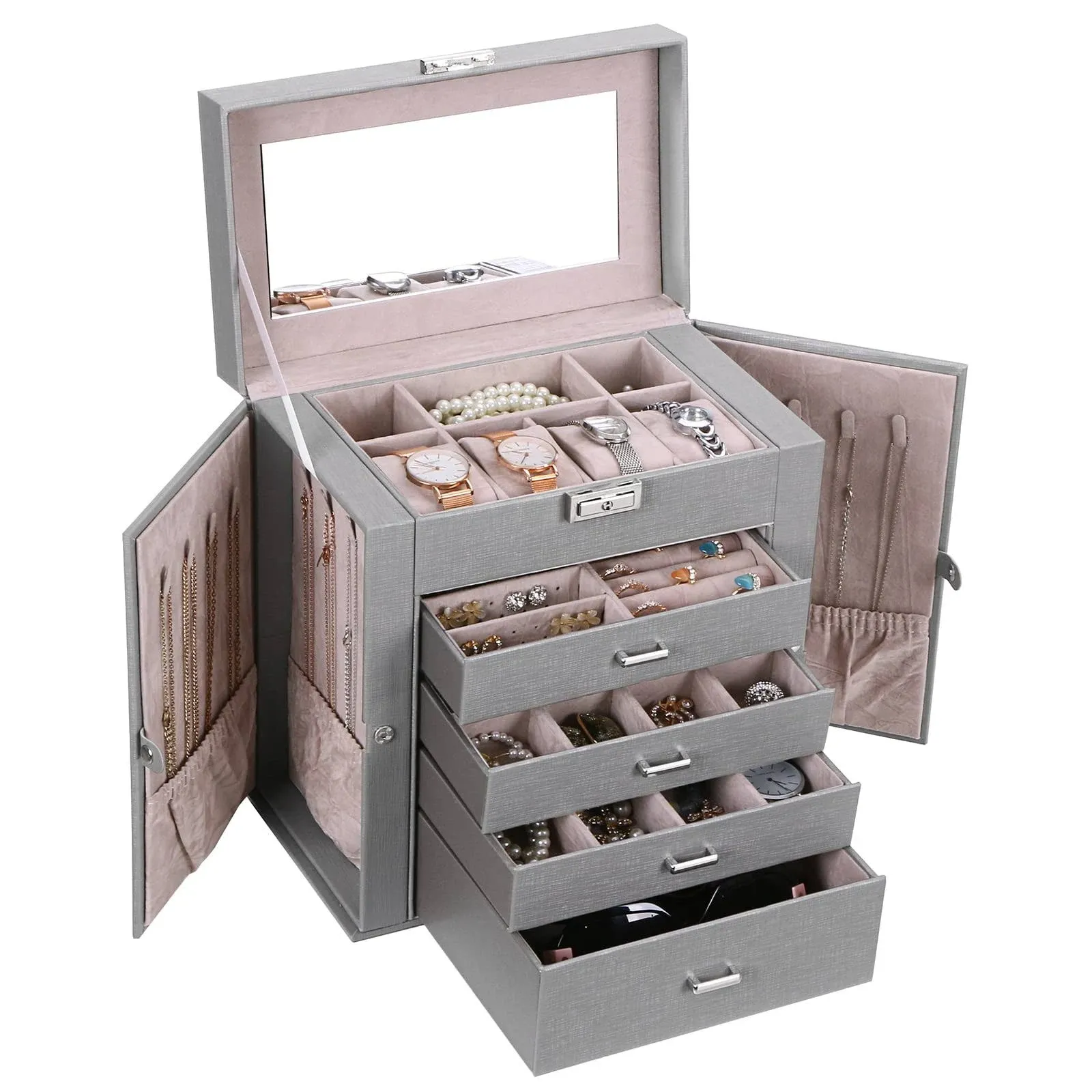 Jewelry Organizer Box for Women with Removable Drawers Large Jewelry Boxes...