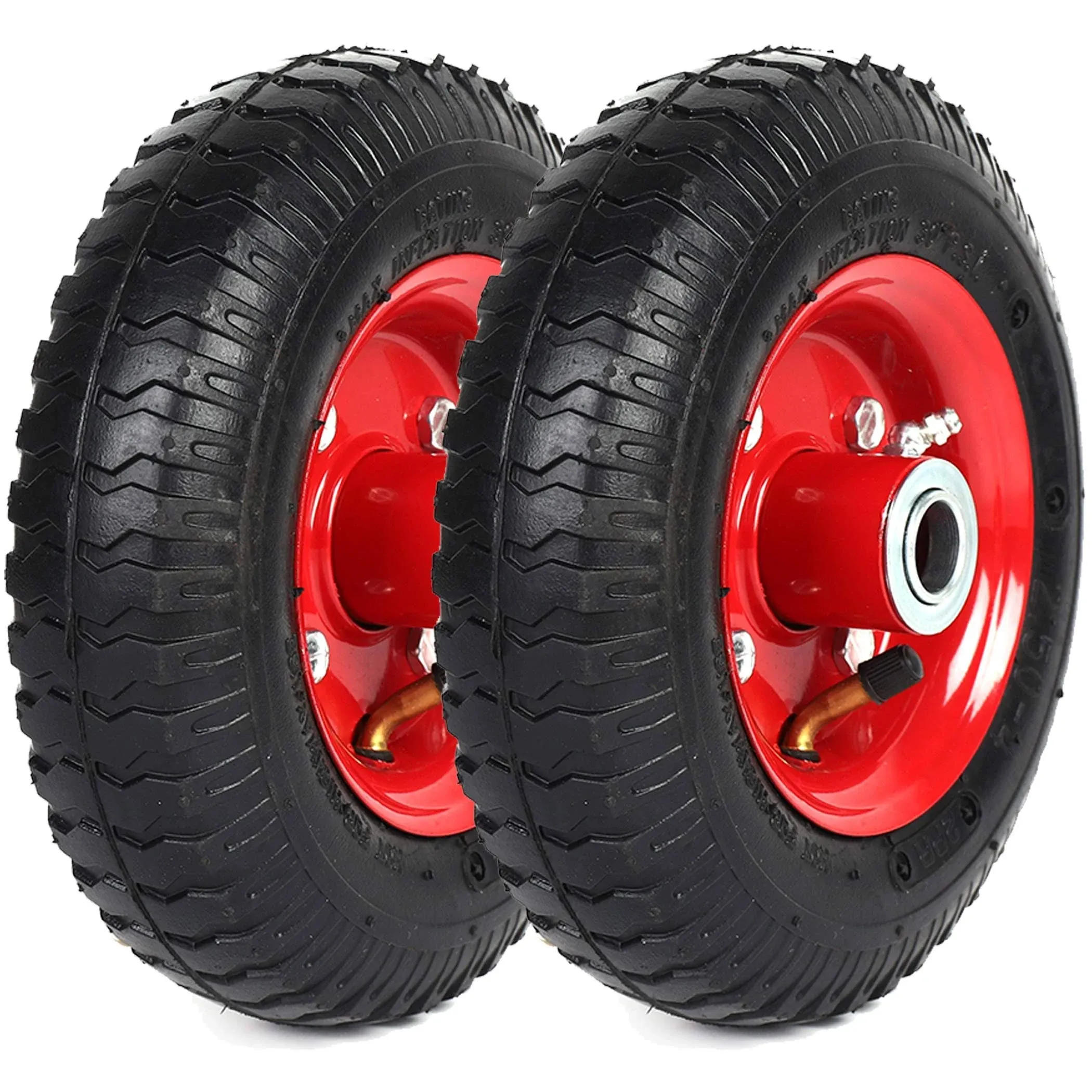 AR-PRO (2-Pack) 2.80/2.50-4" Tire and Wheel Set - 8 inch Wheelbarrow Tire and Wheel Replacement with 3/4" Bearings and 3" Centered Hub - Extra