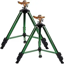 Twinkle Star Impact Sprinkler on Tripod Base, Quick Connector and Product Adapter Set, 360 Degree Coverage, 2 Pack