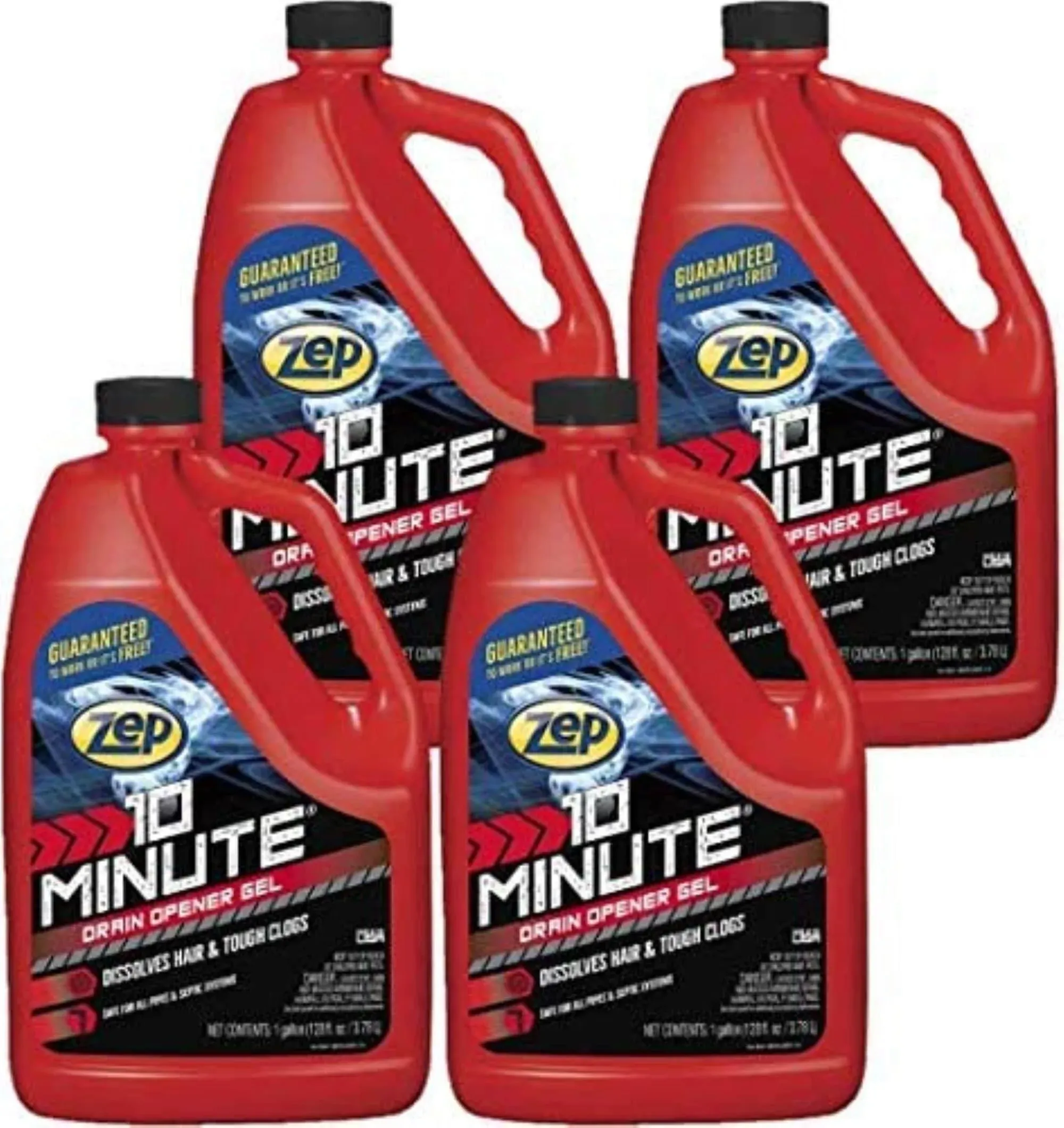 Zep 10 Minute Drain Opener Gel 1 Gallon (Case of 4) ZHCR128NG - Commercial Strength, Fast Acting and Safe For All Pipes