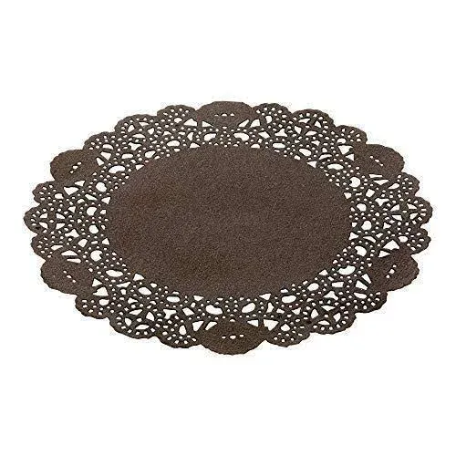 Disposable Paper Lace Doilies - Black - Round - Use with Cakes, Desserts, Baked