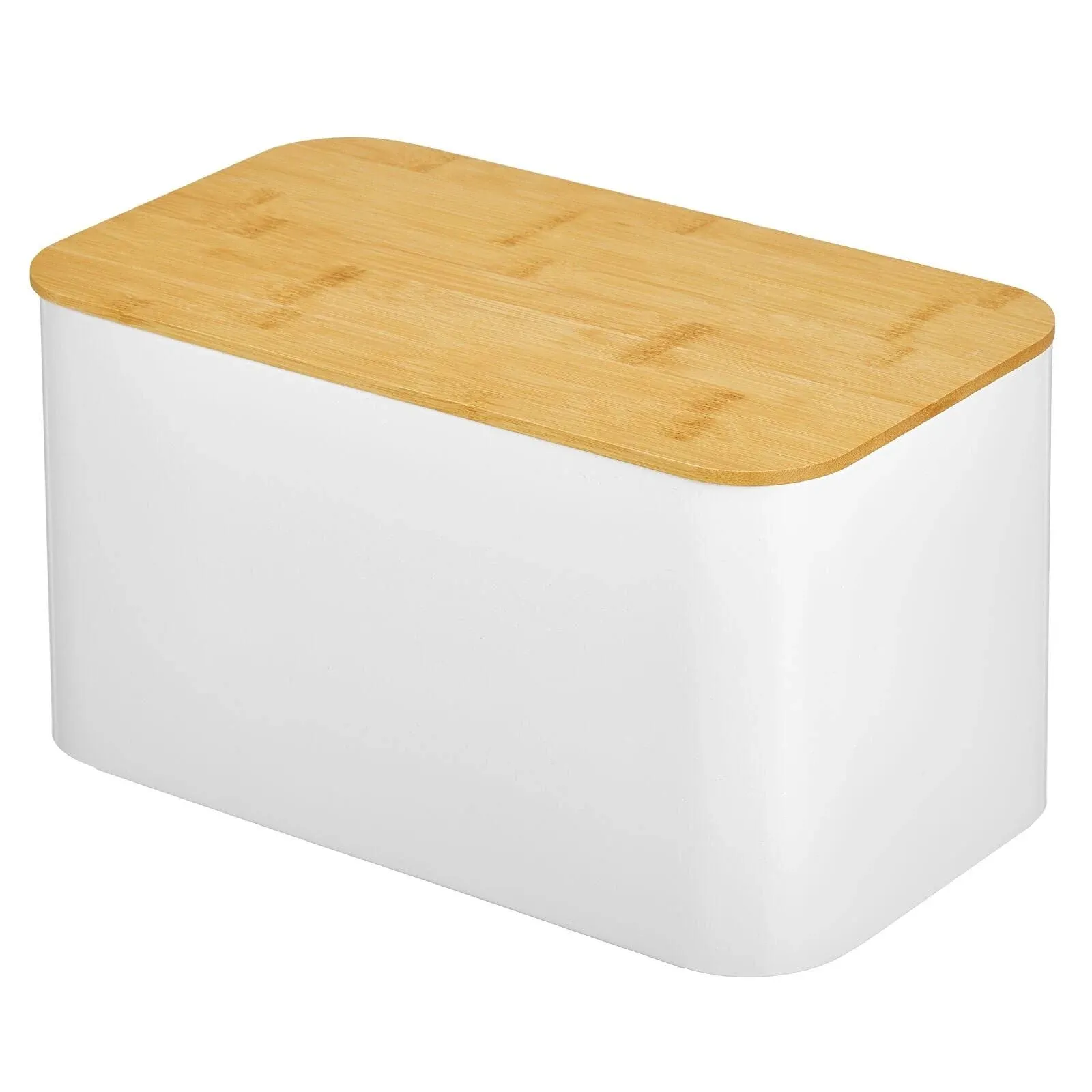 Metal Bread Box with Bamboo Lid