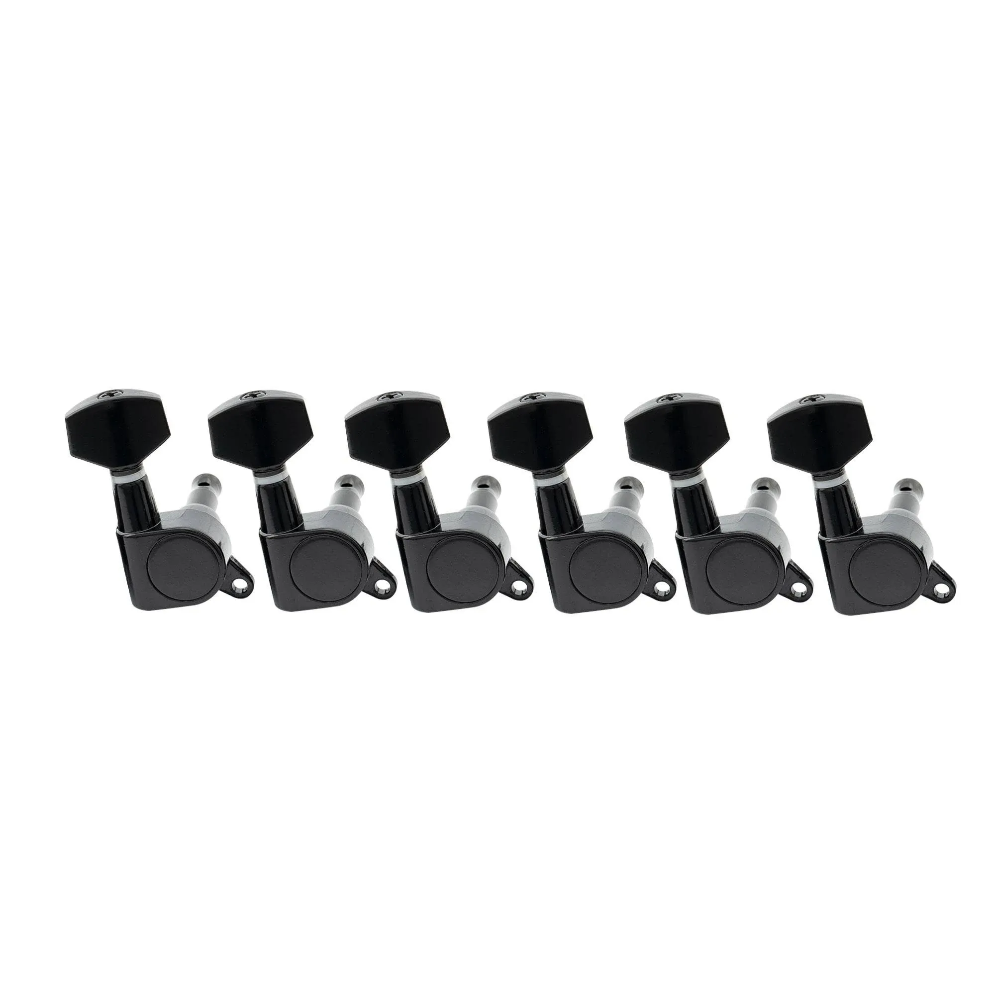 Musiclily Black 6 Inline Guitar Sealed Tuning Pegs Machine Heads Set Right Hand