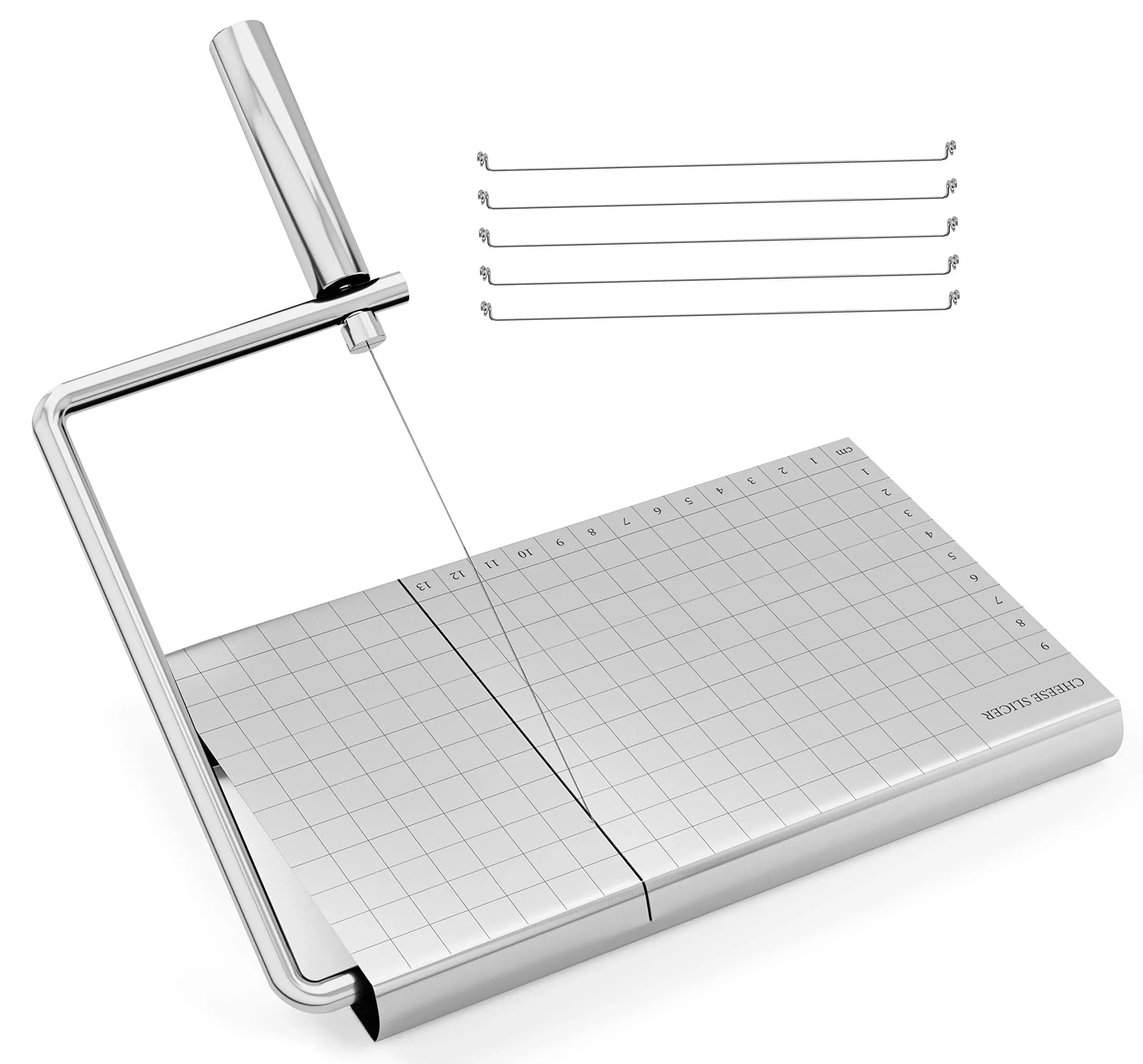 Stainless Steel Cheese Slicer with Accurate Size Scale with Serving Board