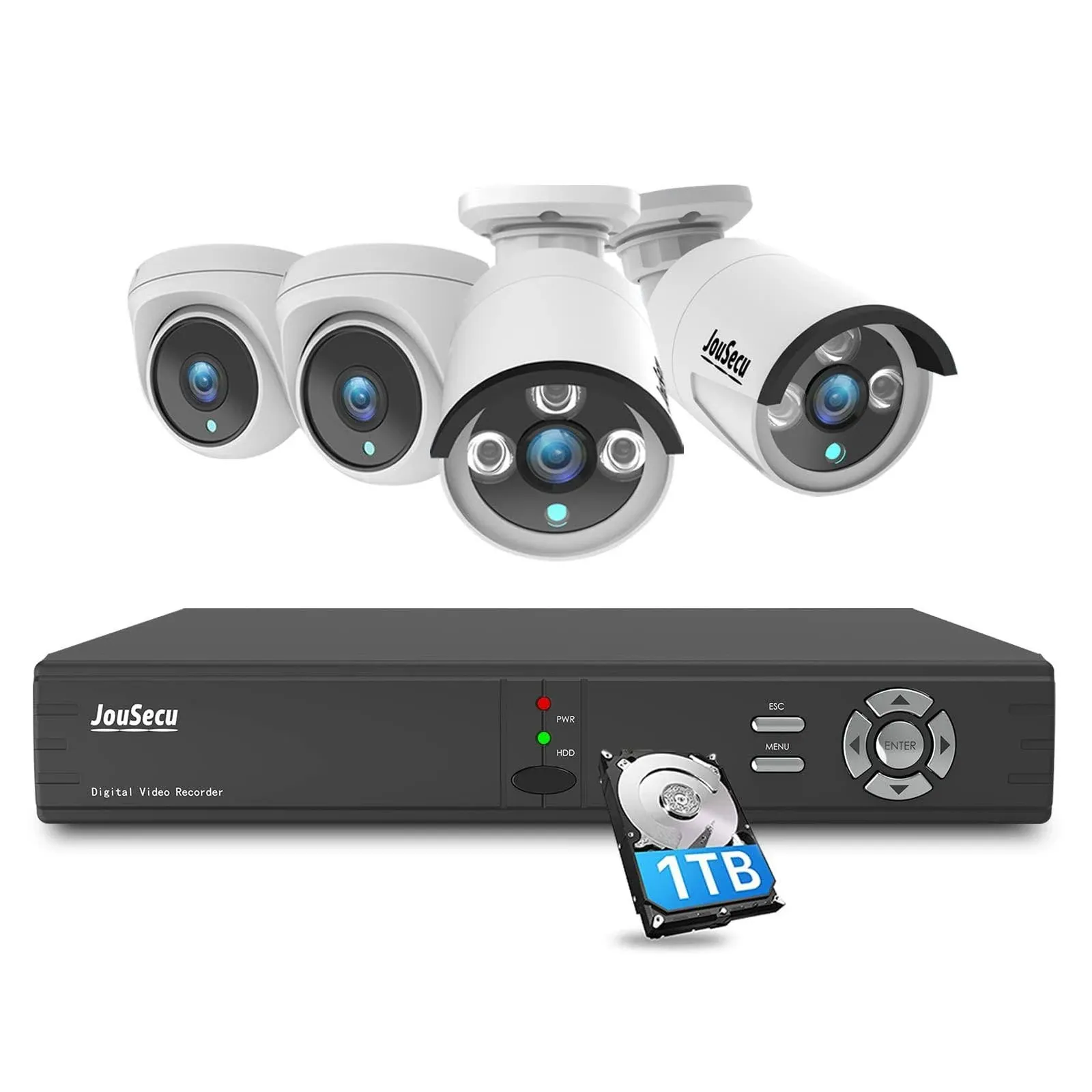 JouSecu 1080p 8CH Wired Home Security Camera System