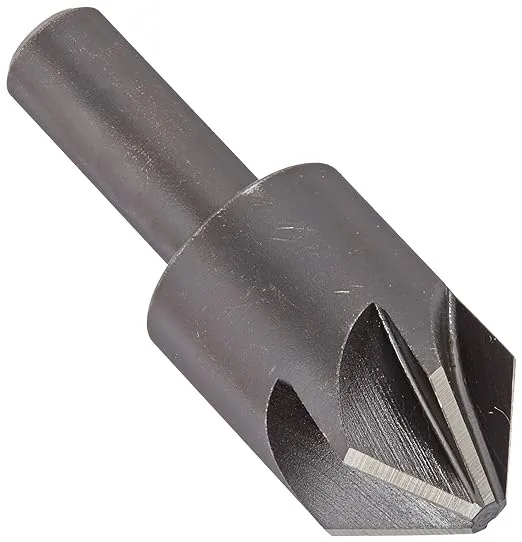 KEO 55051 High-Speed Steel Single-End Countersink, Uncoated (Bright) Finish, 6 Flutes, 90 Degree Point Angle, Round Shank, 1/2" Shank Diameter, 1" Body Diameter