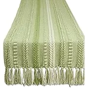 Dii Braided Stripe 108" Table Runner in Antique Green