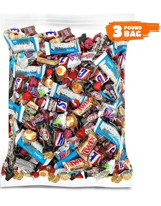 Halloween Chocolate Candy Assortment TWIX Minis, Milky Way, SNICKERS Bars, REESEScups, Bulk Pack 3 Pounds (Over 100 Pieces)