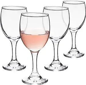 Juvale Stemmed Wine Glasses, Set of 4 for Housewarming Gift, Anniversary, Wedding (4.5 oz)